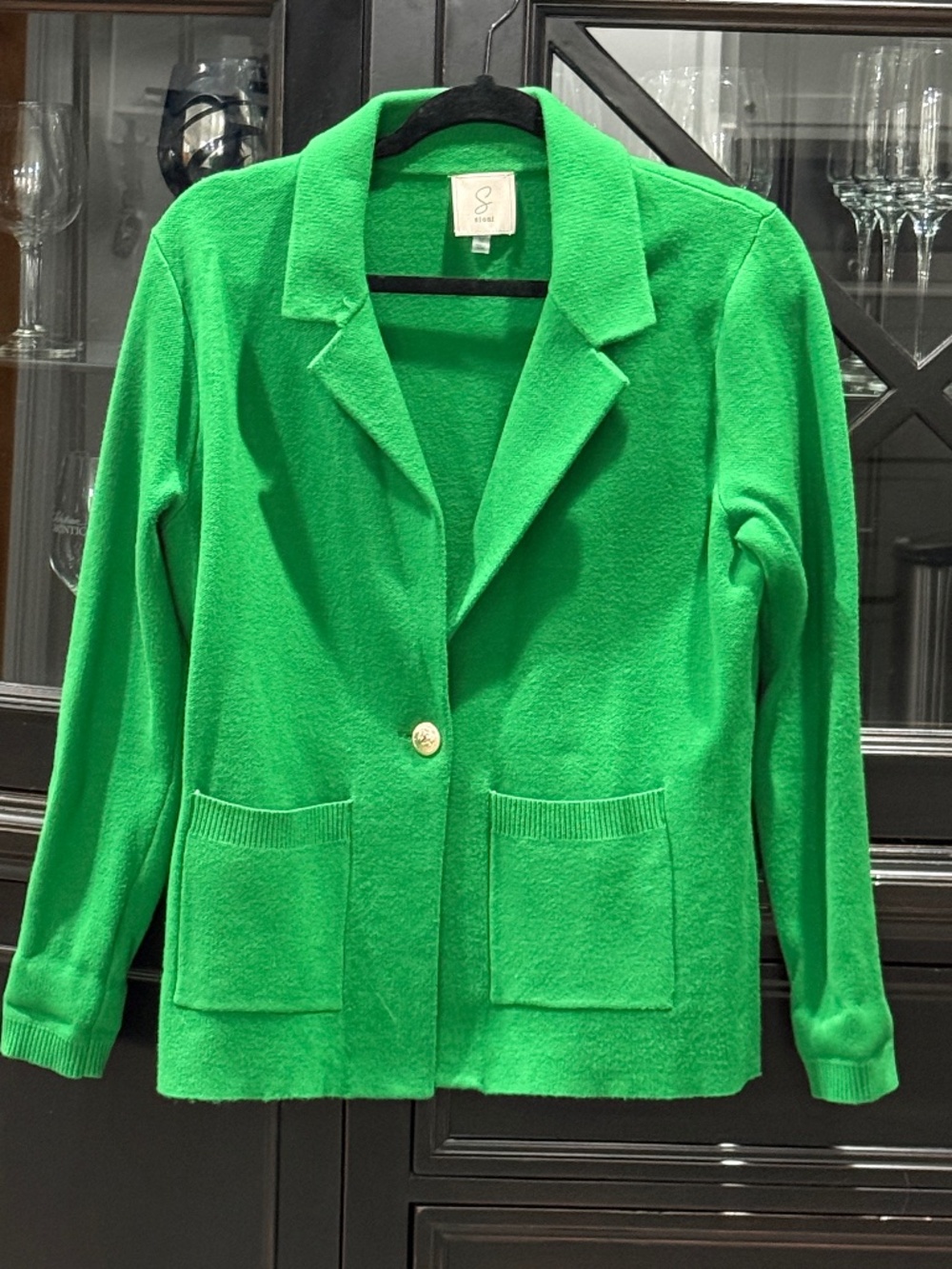 Sioni Bright Green Knit Blazer Sweater Size M
